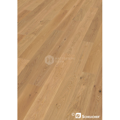 Паркетная доска Scheucher Parkett Woodflor 222|2400 Valletta 40641 Дуб Перла Астиг брашированный под натуральным маслом однополосный, 2400*222*14 мм