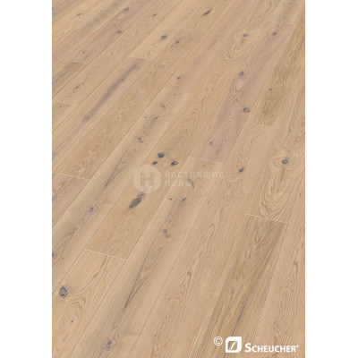 Паркетная доска Scheucher Parkett Woodflor 222|2400 Valletta 41769 Дуб Бьянка Кантри брашированный под натуральным маслом однополосный, 2400*222*14 мм