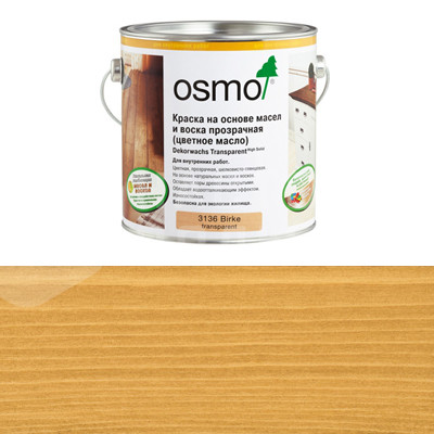 Цветное декоративное масло Osmo Dekorwachs Transparent Tone 3164 Дуб прозрачное (0.18л)