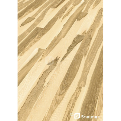 Паркетная доска Scheucher Parkett Woodflor 182 Valletta 09730 Ясень Ядровый брашированный однополосный под натуральным маслом, 2200*182*14 мм