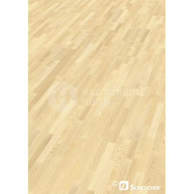 Паркетная доска Scheucher Parkett Woodflor 182 3-stripe 08901 Ясень Натур полуматовый лак трехполосный, 2200*182*14 мм