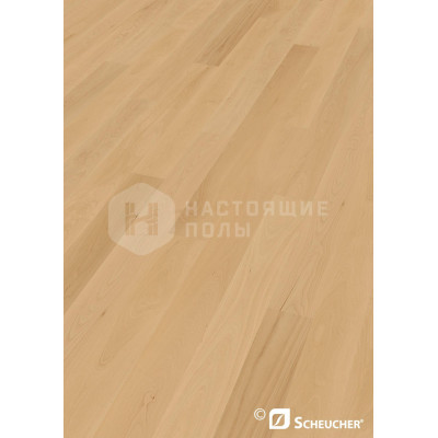 Паркетная доска Scheucher Parkett Woodflor 182 10412 Бук Натур пропаренный матовый лак однополосный, 2200*182*14 мм