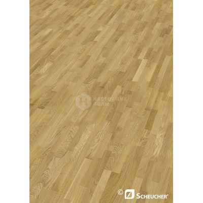 Паркетная доска Scheucher Parkett Woodflor 182 3-stripe 08898 Дуб Классик полуматовый лак трехполосный, 2200*182*14 мм