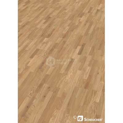 Паркетная доска Scheucher Parkett Woodflor 182 3-stripe 09617 Дуб Перла Астиг под натуральным маслом трехполосный, 2200*182*14 мм