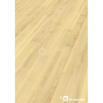 Паркетная доска Scheucher Parkett Woodflor 182 Valletta 09979 Ясень Натур брашированный однополосный под натуральным маслом, 2200*182*14 мм