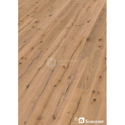 Паркетная доска Scheucher Parkett Woodflor 182 Valletta 10244 Дуб Перла Палермо брашированный под натуральным маслом однополосный, 2200*182*14 мм