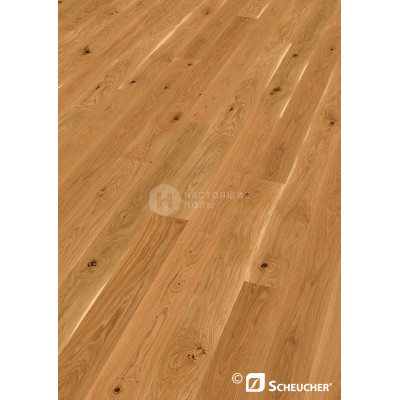 Паркетная доска Scheucher Parkett Woodflor 182 Valletta 09486 Дуб Рустик брашированный однополосный под натуральным маслом, 2200*182*14 мм