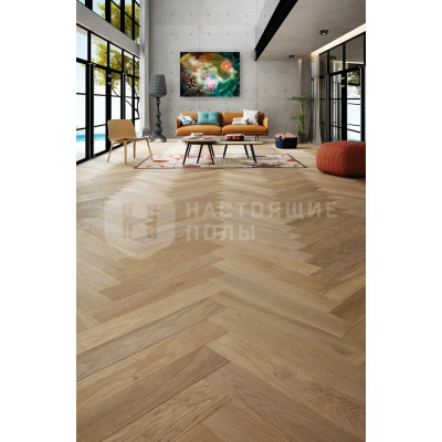 Паркет Елочка Design Parquet Loft Pro Дуб Жасмин Прайм-Бис глубоко брашированный со следами от пилы под натуральным маслом, 500*90*16 мм