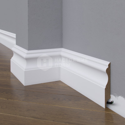 Белый плинтус Dekart White 03-100-16 эмаль по RAL, 2400*100*16 мм