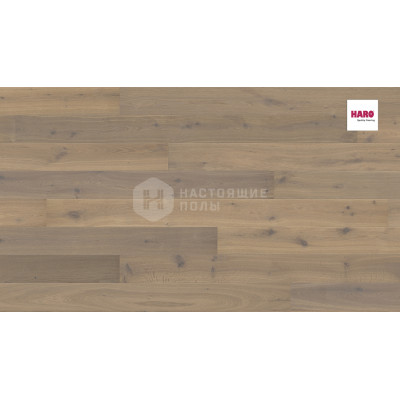 Паркетная доска Haro Parquet 4000 Strip 538940 Дуб Мореный Пуро Белый Саваж брашированный однополосный